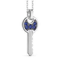 Necklace Zancan Man in Silver Zirconia ESC188-BL - ESC188-BL